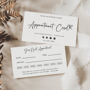 Appointment Card Template, Next Appointment Card, Editable Appointment Card, Printable Reminder Card, Modern, Minimalist, Salon Calling Card