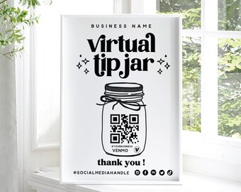 Valentines Printable Virtual Tip Jar Venmo Payment Sign, QR Code Sign ...