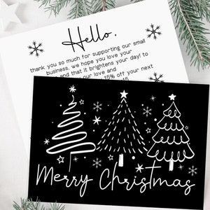 Modern Boho Minimal Christmas Business Thank You Canva Template Holiday Printable Thanks For Your Purchase, Editable Seasonal Package Insert