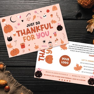 Retro Fall Business Thank You Card Canva Template, Editable Pumpkin Small Business Thank You Card, Customizable Autumn Package Insert
