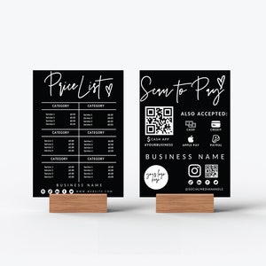 Printable Price List & Payment Sign, QR Code Sign Template, Editable Scan to Pay Sign, Accepted Payments Sign Canva, Instant Download
