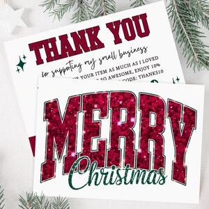Retro Varsity Christmas Business Thank You Card CANVA Template, Holiday Printable Thanks For Your Purchase, Small Business Mailer Insert
