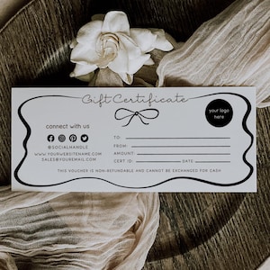 Boho Coquette Gift Certificate Template Canva, DIY Printable Gift Voucher Certificate, Editable Beauty Gift Card, Spa Gift Certificate - RAI