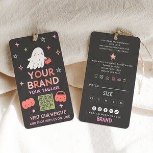 Editable Halloween Hang Tag Template, Printable Garment Label Template, Boutique Swing Tag, Clothing Care Tag, Garment Care Canva Template