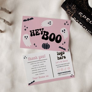 Halloween Business Thank You Card Template, Ghost Thank You Card, Editable Small Business Thank You Template, Customizable Package Insert