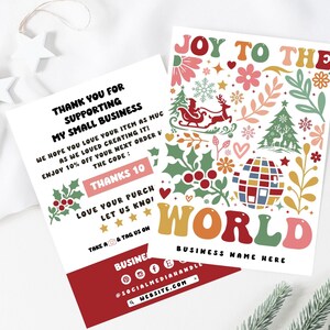 Retro Christmas Colorful Business Thank You Card Canva Template, Abstract Holiday Printable Thanks For Your Purchase, DIY Package Insert