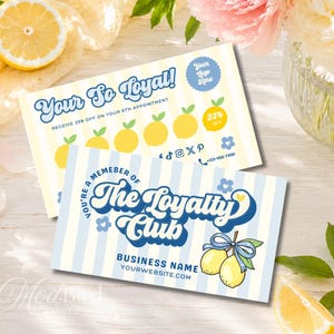Lemon Bow Loyalty Card Template, Editable Customer Punch Card, Canva Rewards Card, Coquette Business Loyalty Program - LEM