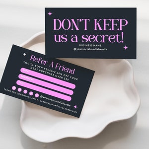 Referral Card Template, Refer a Friend Template, Client Referral Card, Editable Rewards Card Design, Printable Referral Discount Card-JESS