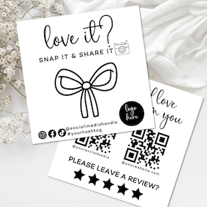 Coquette Snap and Share Card Template, Social Media Card Template, DIY Follow Us On Social Media, Like & Connect With Us Template, Canva-LEN