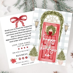 Rustic Christmas Business Thank You Card Canva Template, Farmhouse Holiday Printable Thanks For Your Purchase, Editable Boho Package Insert