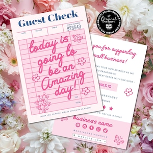 Trendy Business Thank You Card Canva Template, Editable Guest Check Customer Thank You Business Packaging, DIY Cute Fun Insert Card - LOLA