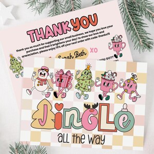 Retro Christmas Business Thank You Card Template, Holiday Printable Thanks For Your Purchase, Small Business Mailer Insert Card, Canva Card