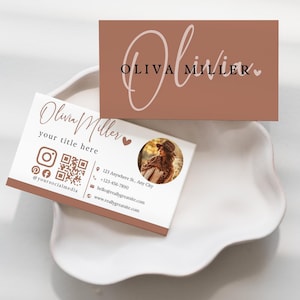 Boho Business Card Template QR Code Canva Template, Instant Download, Printable Business Card Template, DIY Calling Card, Editable Card-LIV