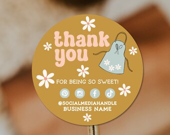 Small Business Baking Thank You Sticker Template, Business Packaging, Small Business Label, Business Branding Label, DIY Package Seal - SAM