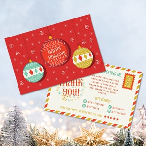 Holiday Business Thank You Card, Christmas Printable Thanks For Your Purchase, DIY Small Business Christmas Package Insert Canva, Xmas Card