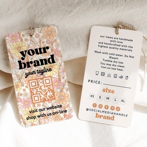 Product Tags | Price Tag Template | Price List | Hang Tag | Editable Business Garment Care Tag | DIY Canva Template Clothing Tag