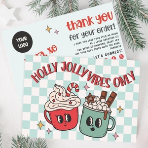 Retro Christmas Business Thank You Card Canva Template, Holiday Printable Thanks For Your Purchase, Small Business Mailer Insert Card