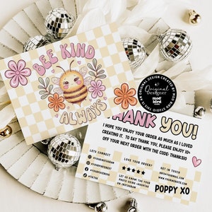 Be Kind Always Business Thank You Card Canva Template, Trendy Positive Affirmation Printable Thanks For Your Purchase, DIY Package Insert
