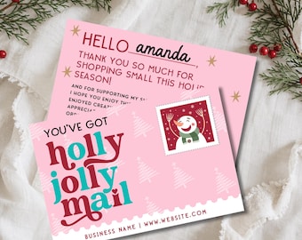 Retro Holiday Business Thank You Card Template, Christmas Printable Thanks For Your Purchase, Small Business Mailer Insert Card, Canva Card