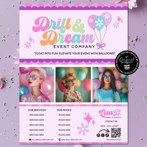 Professional Event Planner Flyer Canva, Balloon Business Flyer, DIY Event Services Flyer, Party Planner Flyer, Wedding Planner Flyers - TINA