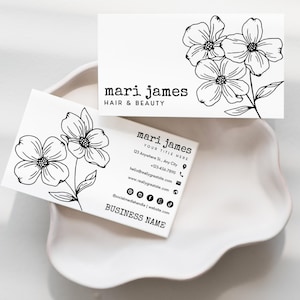 Botanical Rustic Business Card Canva Template, Instant Download, Printable Business Card, Editable Business Card, DIY Business Branding-MARI