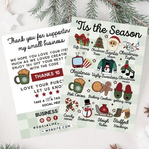 Holiday Printable Thanks For Your Purchase,Retro Christmas Business Thank You Card Template Canva, DIY Christmas Business Package Insert