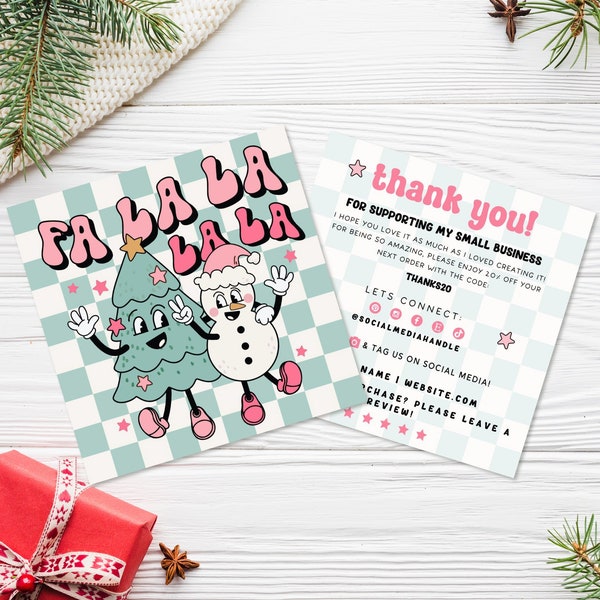Retro Snowman Christmas Business Thank You Canva Template, DIY Holiday Printable Thanks For Your Purchase, Editable Seasonal Package Insert