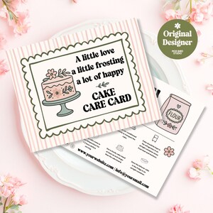 Editable Cake Care Card Template, Cake Care Instructions Canva Template, Small Business Packaging Insert, Bakery Thank You Card-ASH