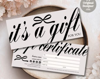 Luxury Gift Certificate Template, Editable Canva Voucher, Printable Gift Card, Modern Business Certificate, DIY Aesthetic Coupon-LEA
