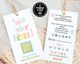 Editable Price Tag Template, Cute Rainbow Product Tag, Custom Clothing Hang Tag, Business Hang Tag, DIY Boutique Tag Canva Template - JUNE