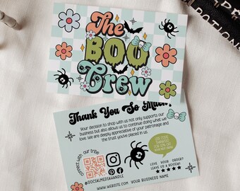 Pastel Retro Halloween Business Thank You Card Canva Template, Editable ...