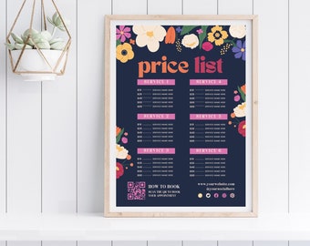 Small Business Price List Template, Editable Beauty Salon Price List, Printable Hair Salon Price List, Hair Stylist Price Sheet Template