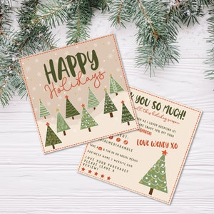 Boho Christmas Business Thank You Card Template Canva, Holiday Printable Thanks For Your Purchase, DIY Christmas Business Package Insert