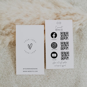 DIY Editable Social Media Card with QR Code, Instagram Style Business Card Template Canva, Facebook Printable Business Card Template Card