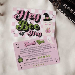 Halloween Ghost Business Thank You Card Canva Template, Editable Pastel Hey Boo  Business Thank You Card, Seasonal Spooky Package Insert