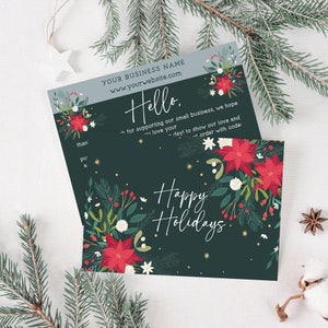 Modern Rustic Boho Christmas Business Thank You Canva Template, DIY Holiday Printable Thanks For Your Purchase, Editable Package Insert Card