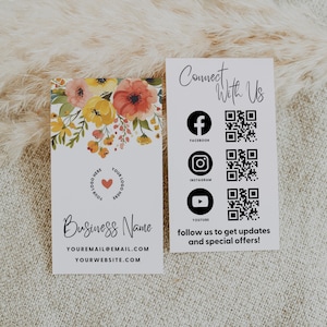 DIY Editable Social Media Card with QR Code, Instagram Style Business Card Template Canva, Facebook Printable Business Card Template - DEMI