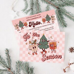 Retro Christmas Business Thank You Card Template, Holiday Printable Thanks For Your Purchase, Small Business Mailer Insert Card, Canva Card