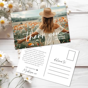 Editable Photo Graduation Thank You Postcard, Graduation Thank you, Class of 2024, Thank You Note, Grad Postcard, High School College - LIV