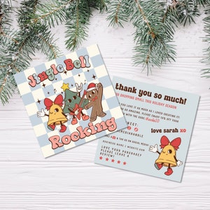 Retro Christmas Business Thank You Card Template Canva, Holiday Printable Thanks For Your Purchase, DIY Christmas Business Package Insert