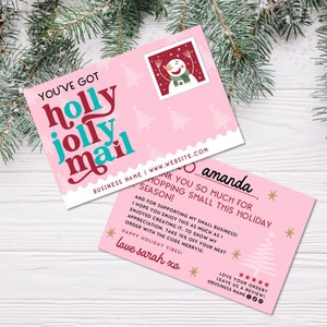 Retro Holiday Business Thank You Card Template, Christmas Printable Thanks For Your Purchase, Small Business Mailer Insert Card, Canva Card