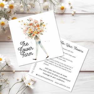 DIY Flower Care Card Template, Florist Fresh Cut Flowers Care Instructions, Florist Business Enclosure Card Template, Flower Card-LULU