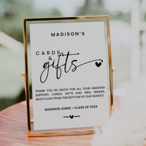 Cartões de formatura e presentes, placa CANVA, placa de mesa de formatura para impressão, modelo de placa de recepção de formatura editável, decoração de festa de formatura - IVY