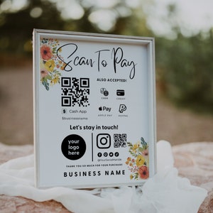 Editable Scan to Pay Sign QR Code Sign Template Canva, Printable Payment Sign, Accepted Payments Sign, CashApp Venmo Sign Customizable -DEMI