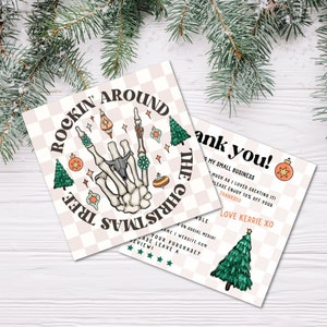 Retro Western Holiday Business Thank You Card Canva Template, Printable Christmas Thanks For Your Purchase Card, Groovy Package Insert Card
