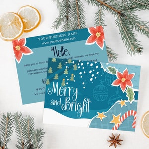 Modern Rustic Boho Poinsettia Business Thank You Canva Template, DIY Holiday Printable Thanks For Your Purchase, Editable Package Insert