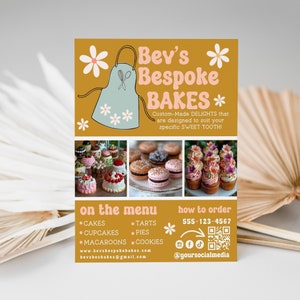 Cake Business Flyer Canva Template, DIY Bakery Marketing Flyer, Cupcake Macaroons Business Flyer, Printable Cookie Shop Baking Flyer- SAM