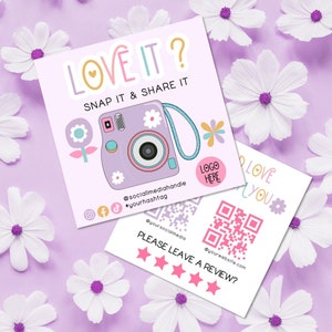 Daisy Flower Snap and Share Card Template, Social Media Card Template, DIY Follow Us On Social Media, Like & Connect With Us Template-BLOOM