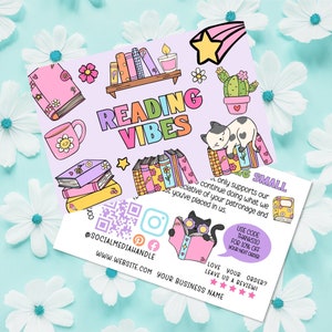 Groovy Book Lover Small Business Thank You Card, Printable Retro Thanks For Your Purchase Card, Cute Small Business Package Insert Card