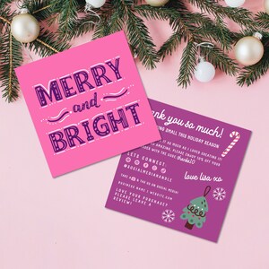 Boho Christmas Business Thank You Card Template Canva, Holiday Printable Thanks For Your Purchase, DIY Christmas Business Package Insert